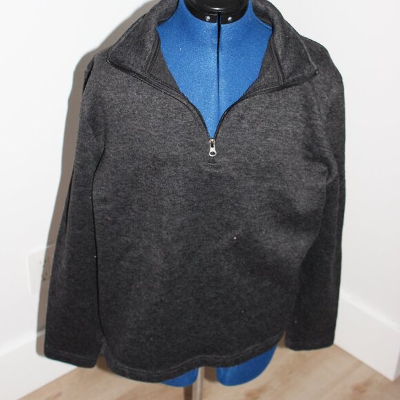 Beverly Hills Polo Club 1/4 Zip Up Sweater Gray Knit Mock Neck - Picture 1 of 4